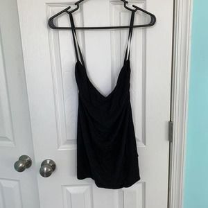Grace Karin women’s size 2XL plus size black shiny tank‎ top cross strap back